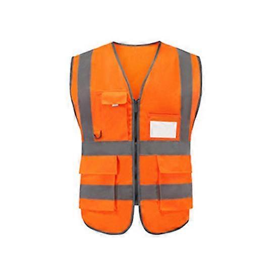 High Visibility Warp Multi-pockets Safety Knitted Fabric Reflective Vest Clothes