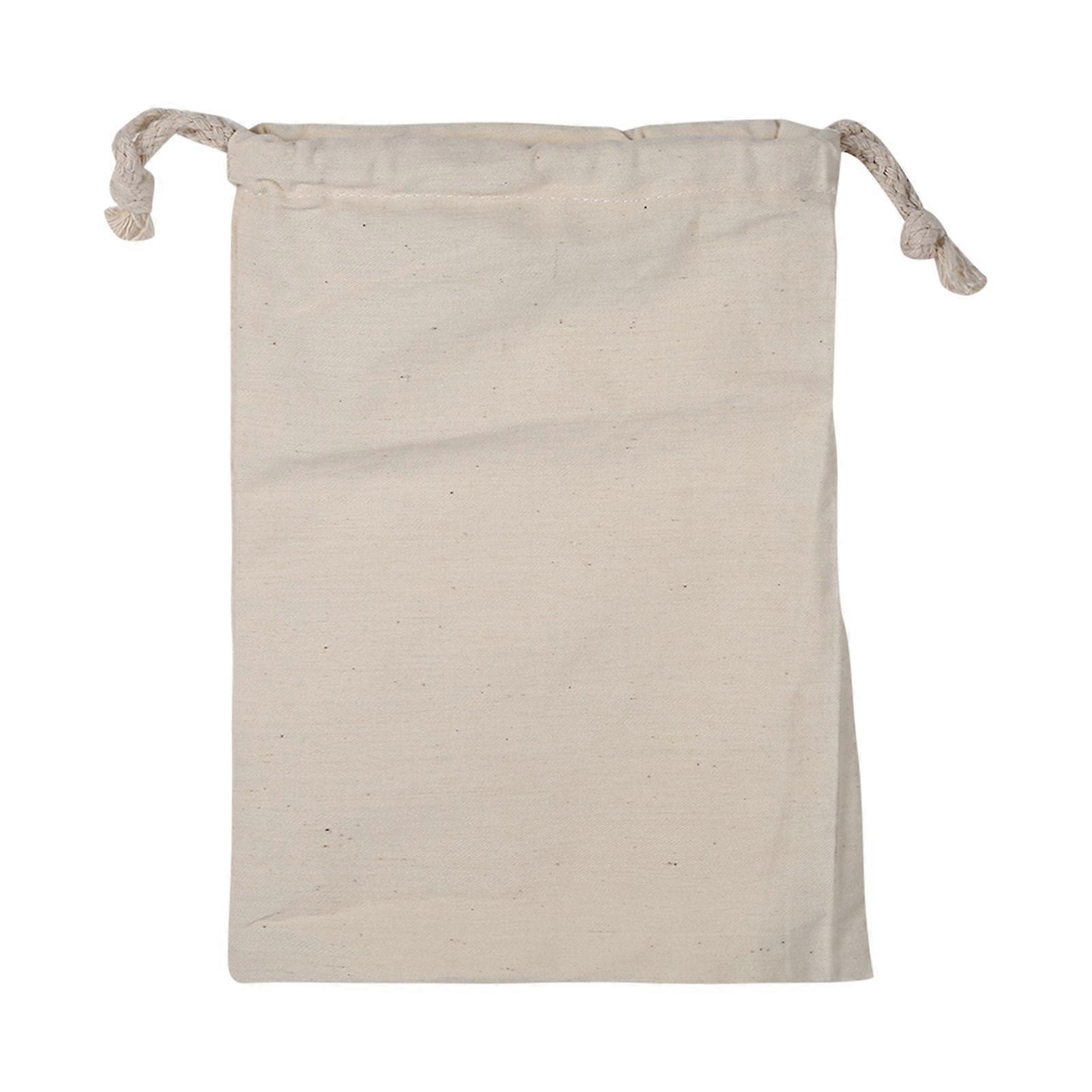 Household Plain Cotton Drawstring Storage Laundry Sack Stuff Bag for Travel Home Use 15 * 20CM