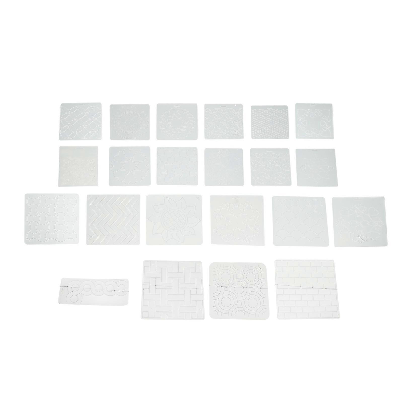 22 Pcs Quilting Template Set Hollow Transparent Frosted PP Embroidered Stencil Sewing Tool Set