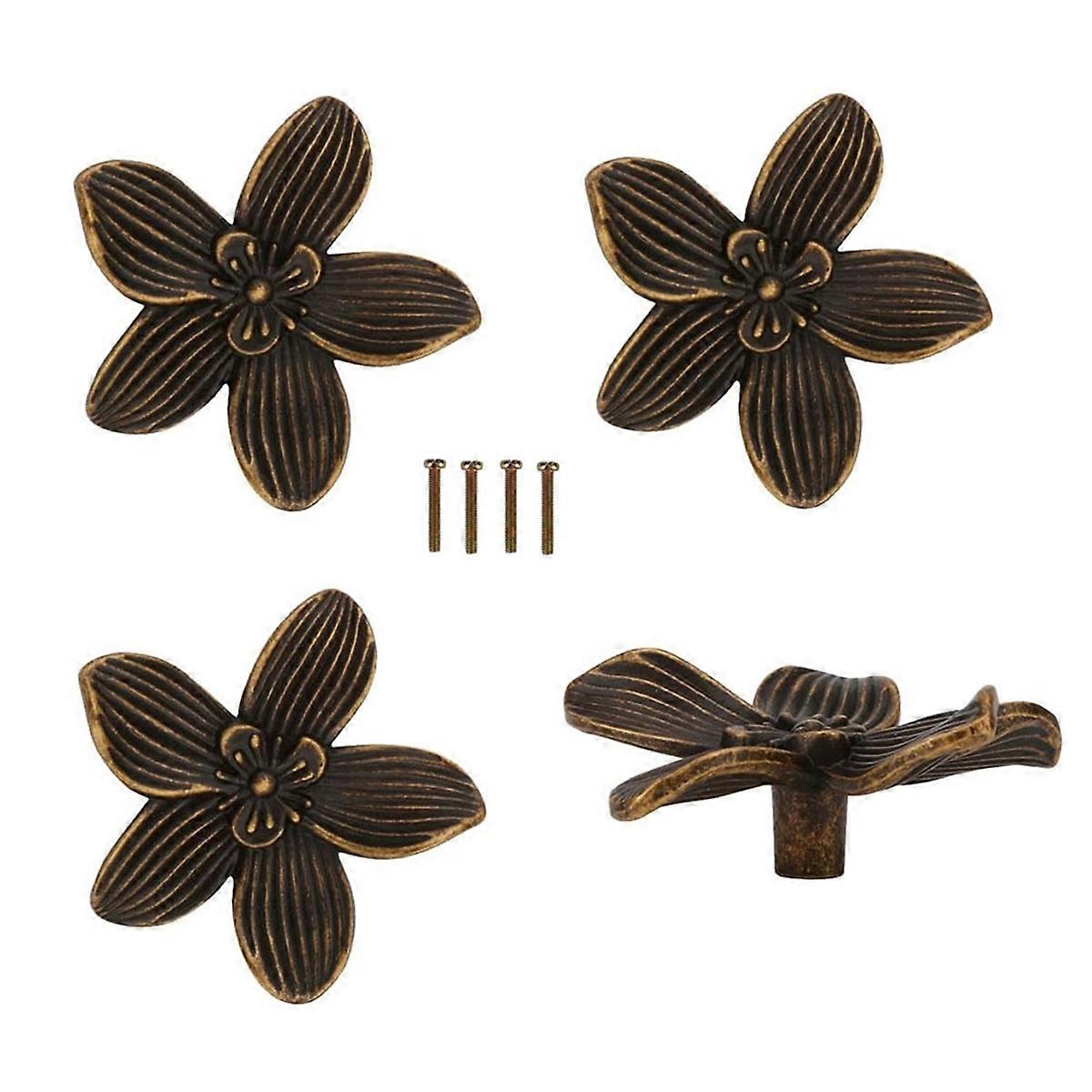 Flower Drawer Knobs Petal Cabinet Knobs Dresser Knobs Furniture Drawer Pulls Handles for Wardrobe Door Pulls Bronze