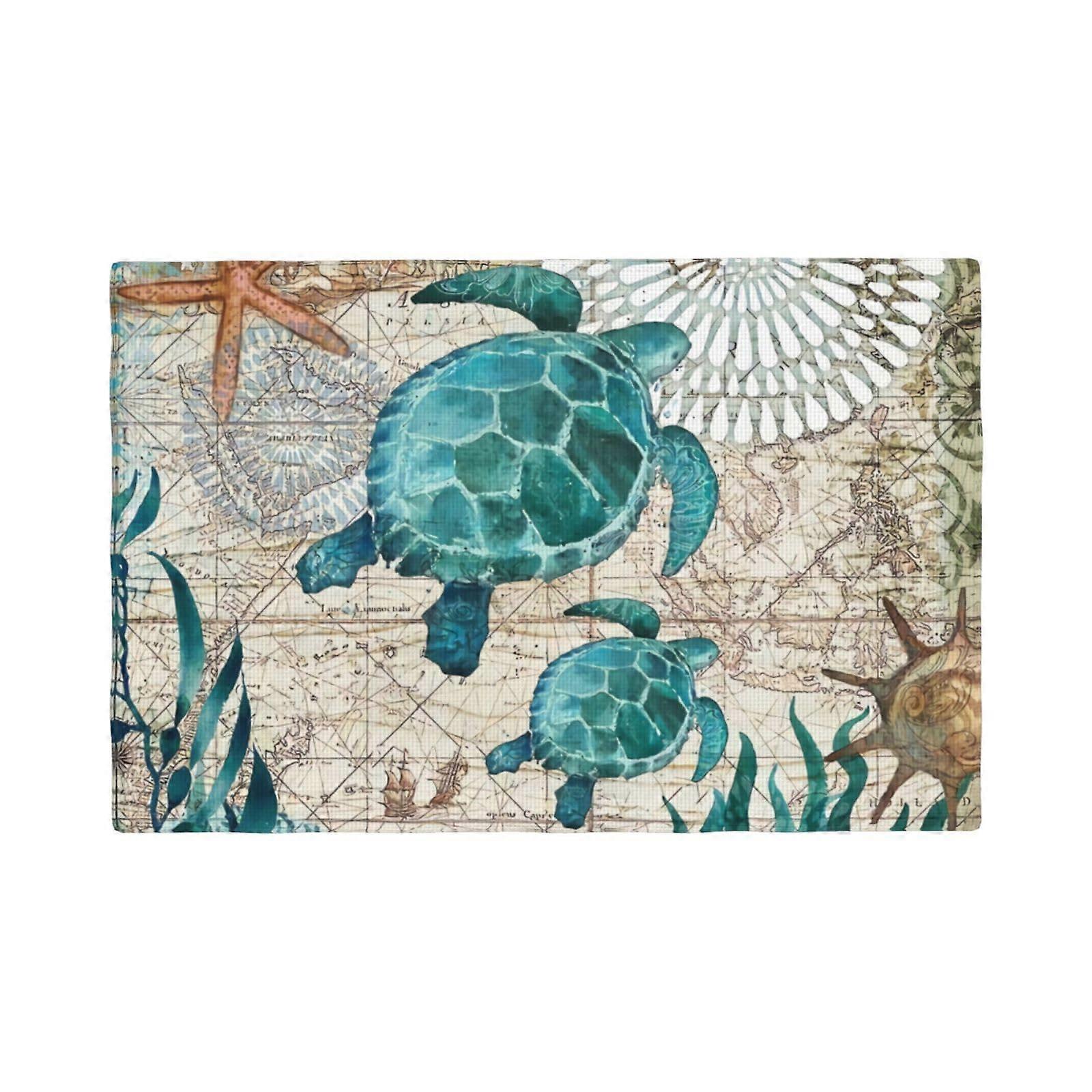 Sea Turtle Design Placemats – Non-Slip Dining Table Protectors (4-Pack)