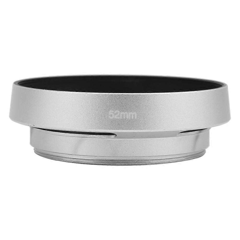 Universal Aluminium Alloy Portable Hollow Camera Bevel Lens Hood Shade Silver52mm
