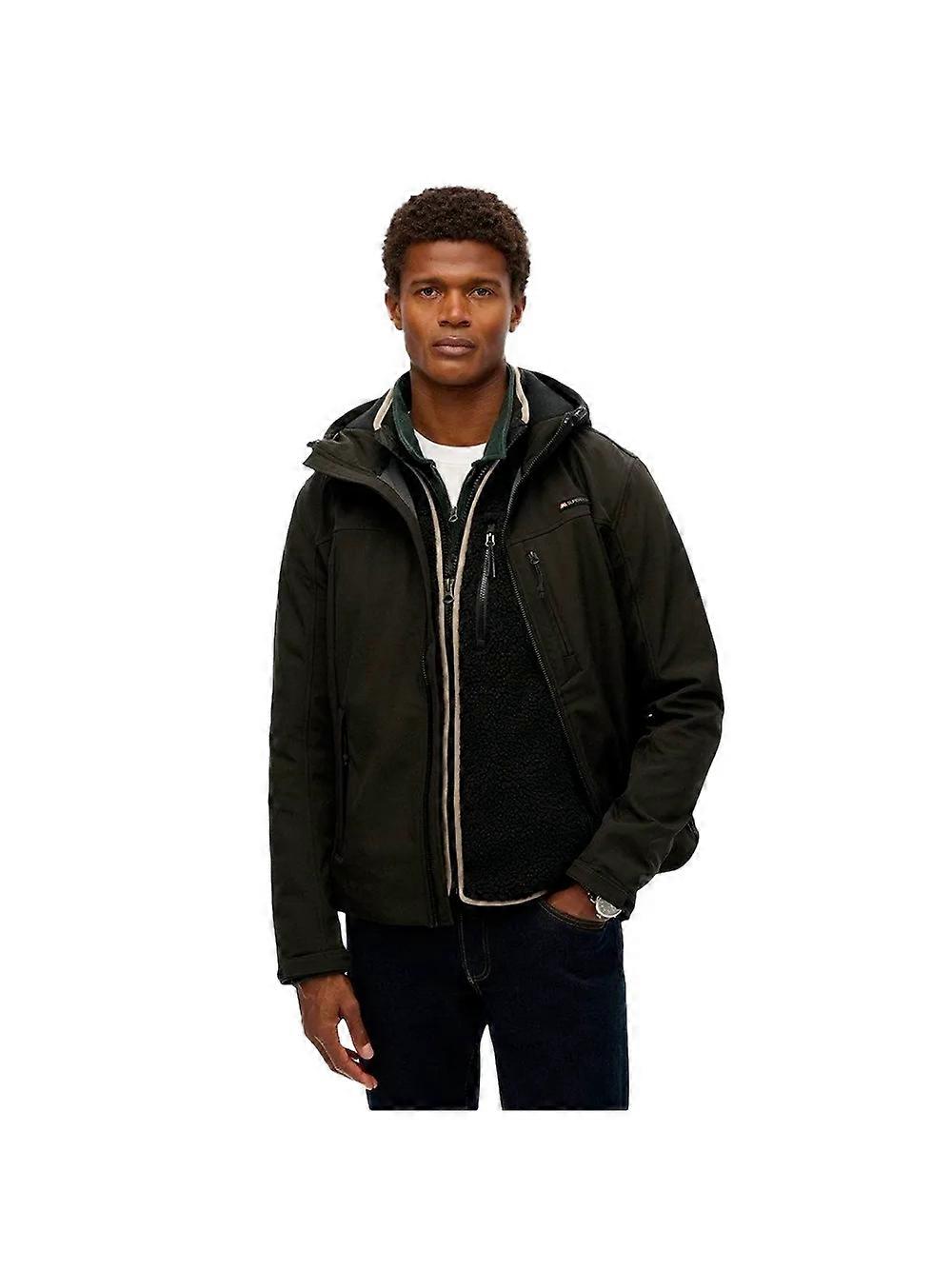 Herren Superdry Softshell Trekker Jacke Schwarz