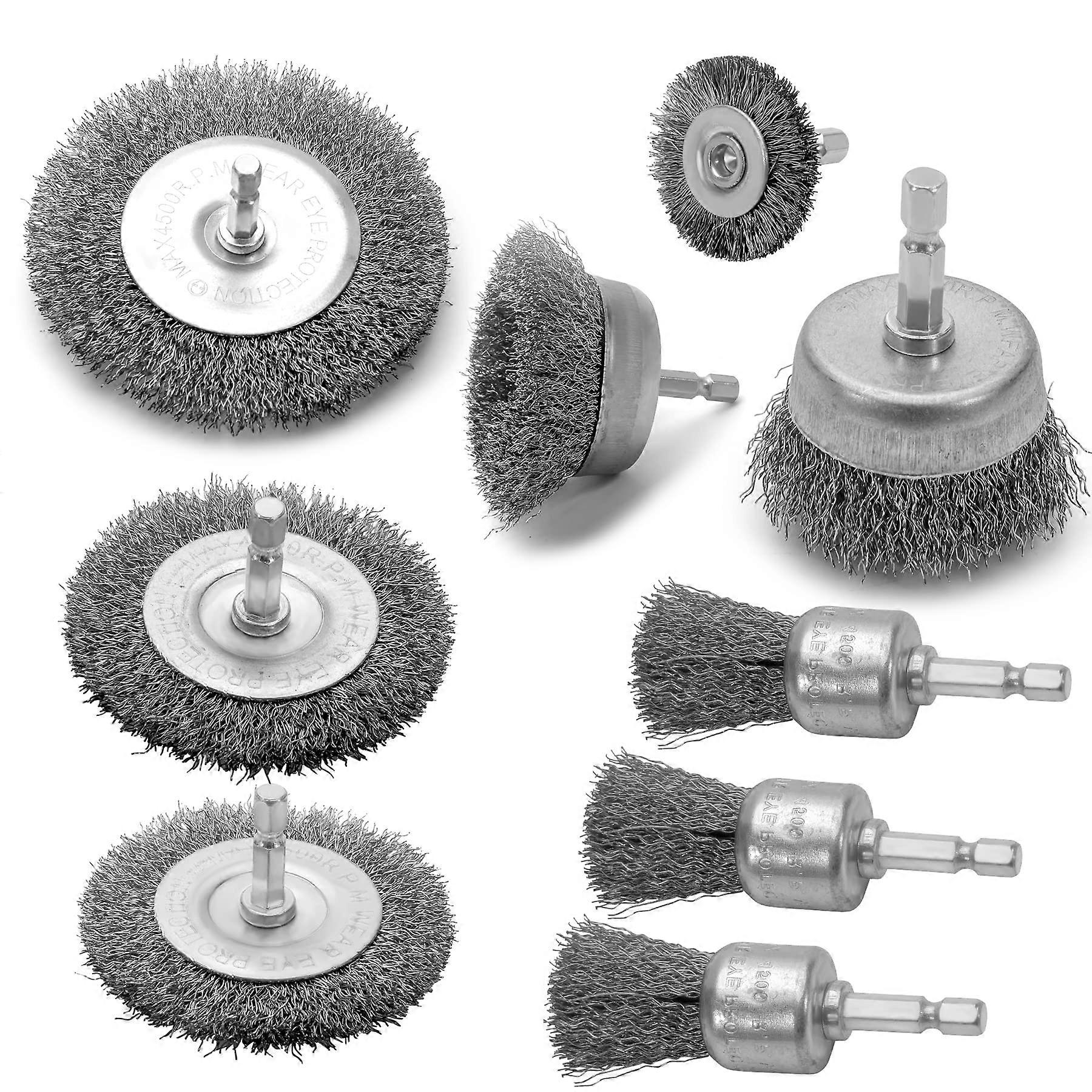 00325A 1/4 Inch Hexagonal Brush Set, 38-Piece SAE and Metric Compatible for Electric Drills and Mold Grinders
