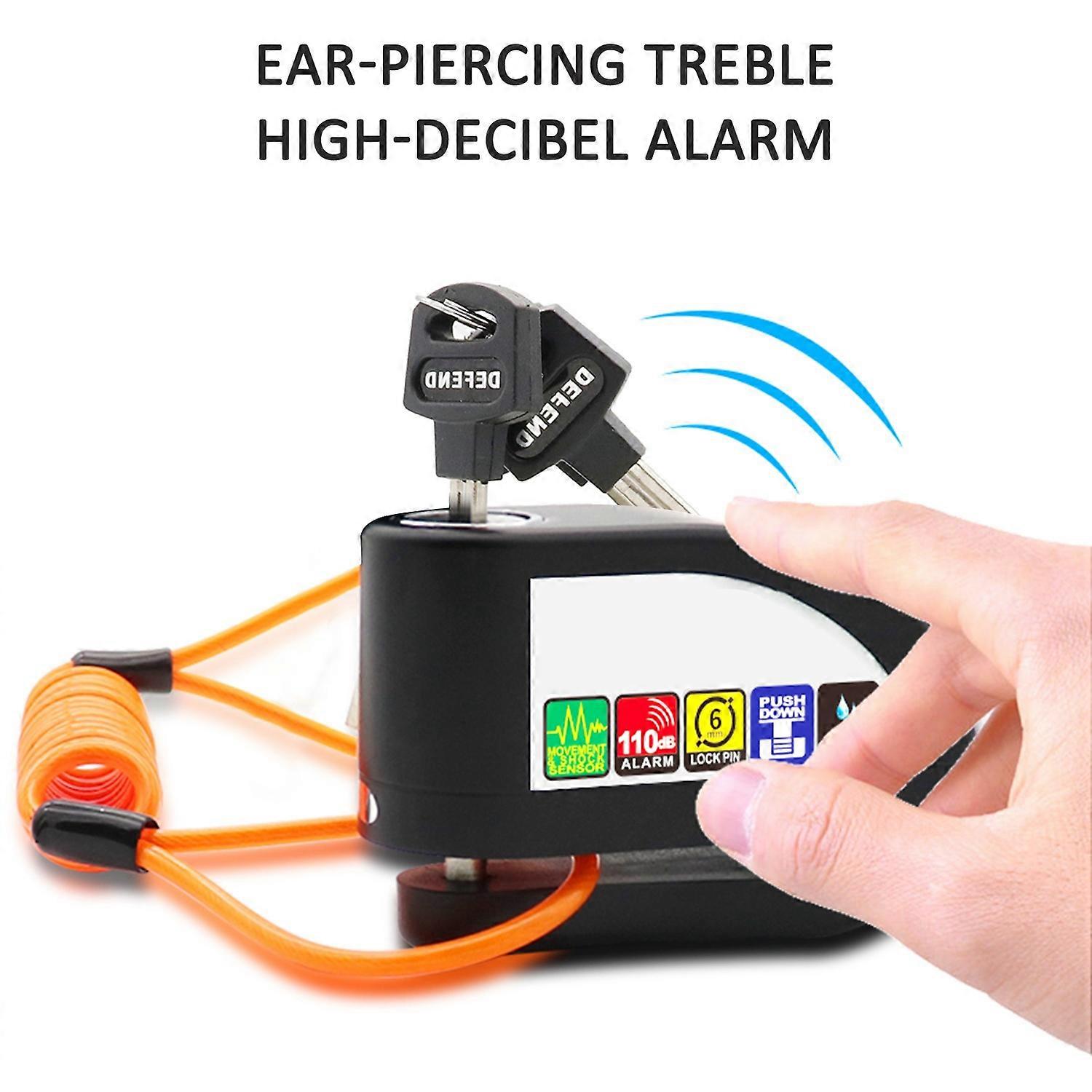 Alarm Disc Lock Up to 110db Waterproof Sound Alarm Anti-Theft Guard Shock Sensor with Reminder Cable