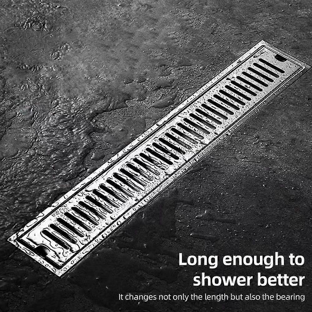 Linear Shower Drain 31.5 Inch with Hair Strainer 3In Outlet Smell Proof Modern 304 Stainless Steel Bathroom Floor Drain with Removable Grate Quick Dra