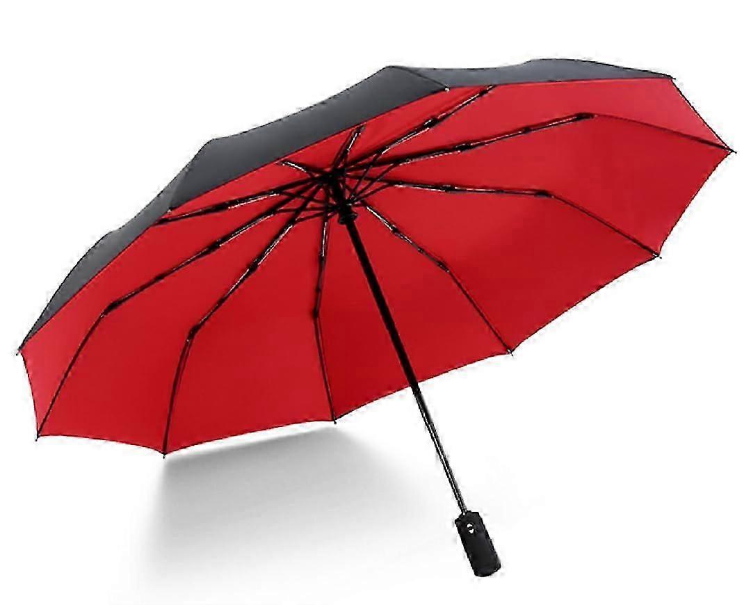 10-Rib Windproof Umbrella - Teflon-Coated Compact Auto Open/Close