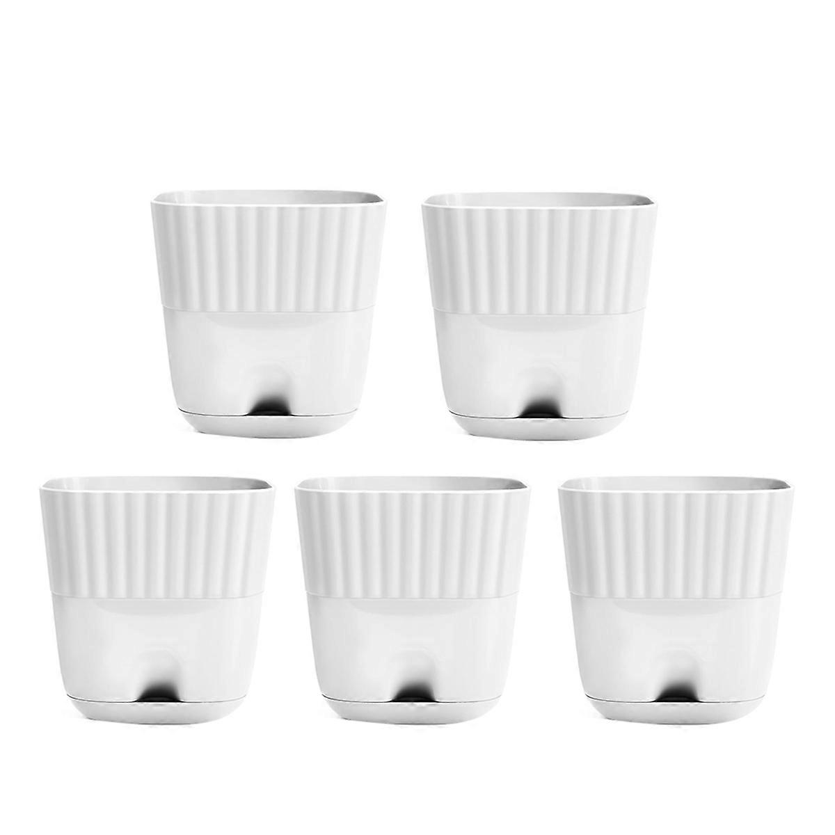 Square Plant Pots with Drainage Holes and Connectiong Saucer Tray