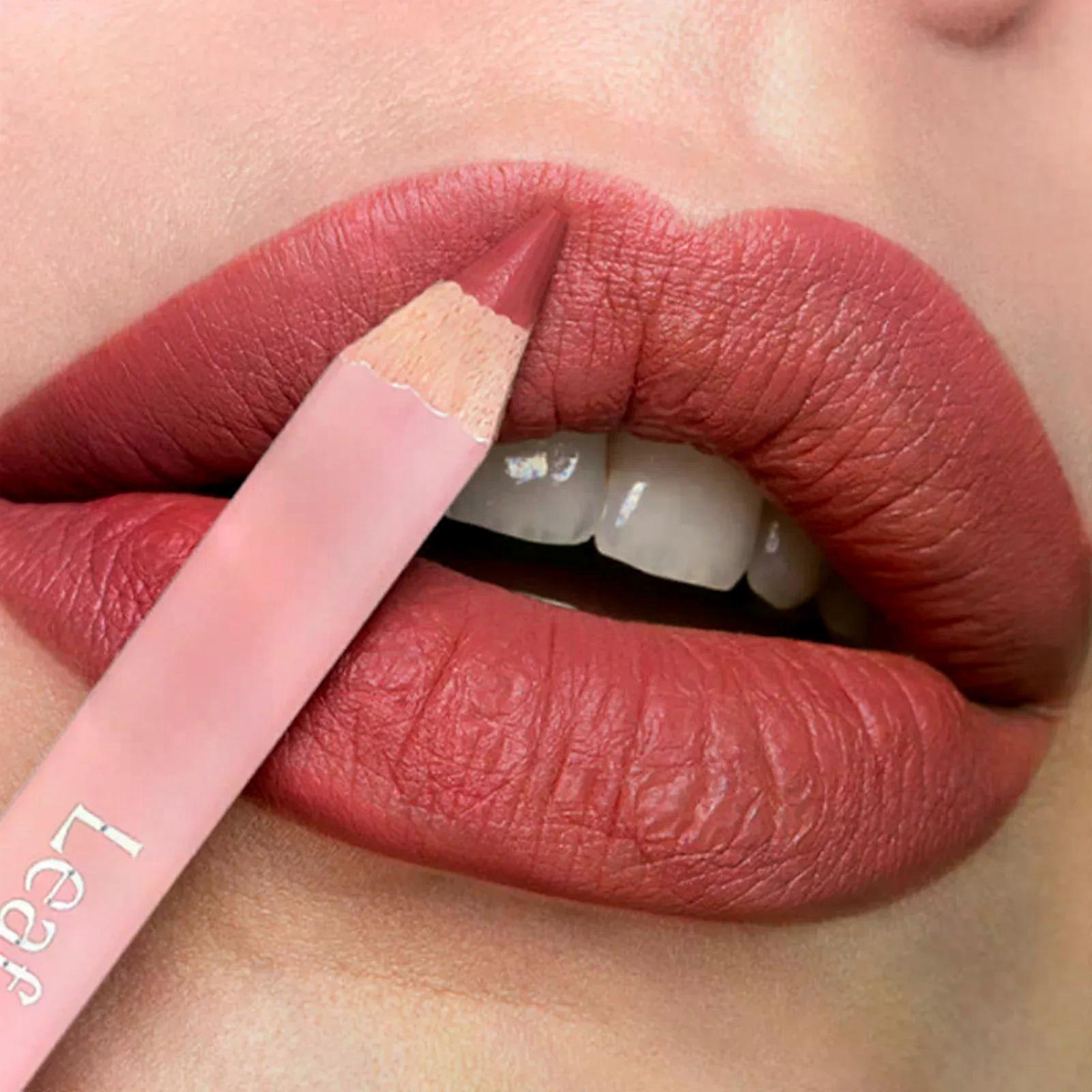 Arysiedder Waterproof Lasting Wooden Matte Lip Liner Pencil Natural Lips Makeup Nude Pink Lip Liner