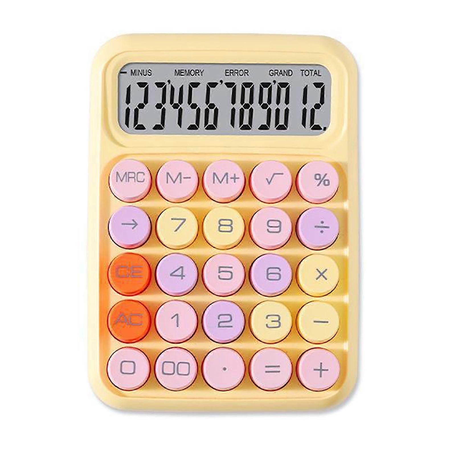 Silent Calculator Color Mechanical Key Calculator Battery Powered Electronic Calculating Device for Office College