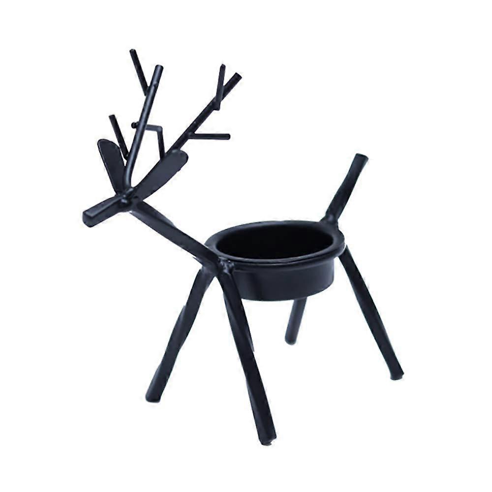 Reindeer Tealight Candle Holders Set of 2 for Christmas Table Decoration, Rustic Metal Design, Holiday Centerpiece