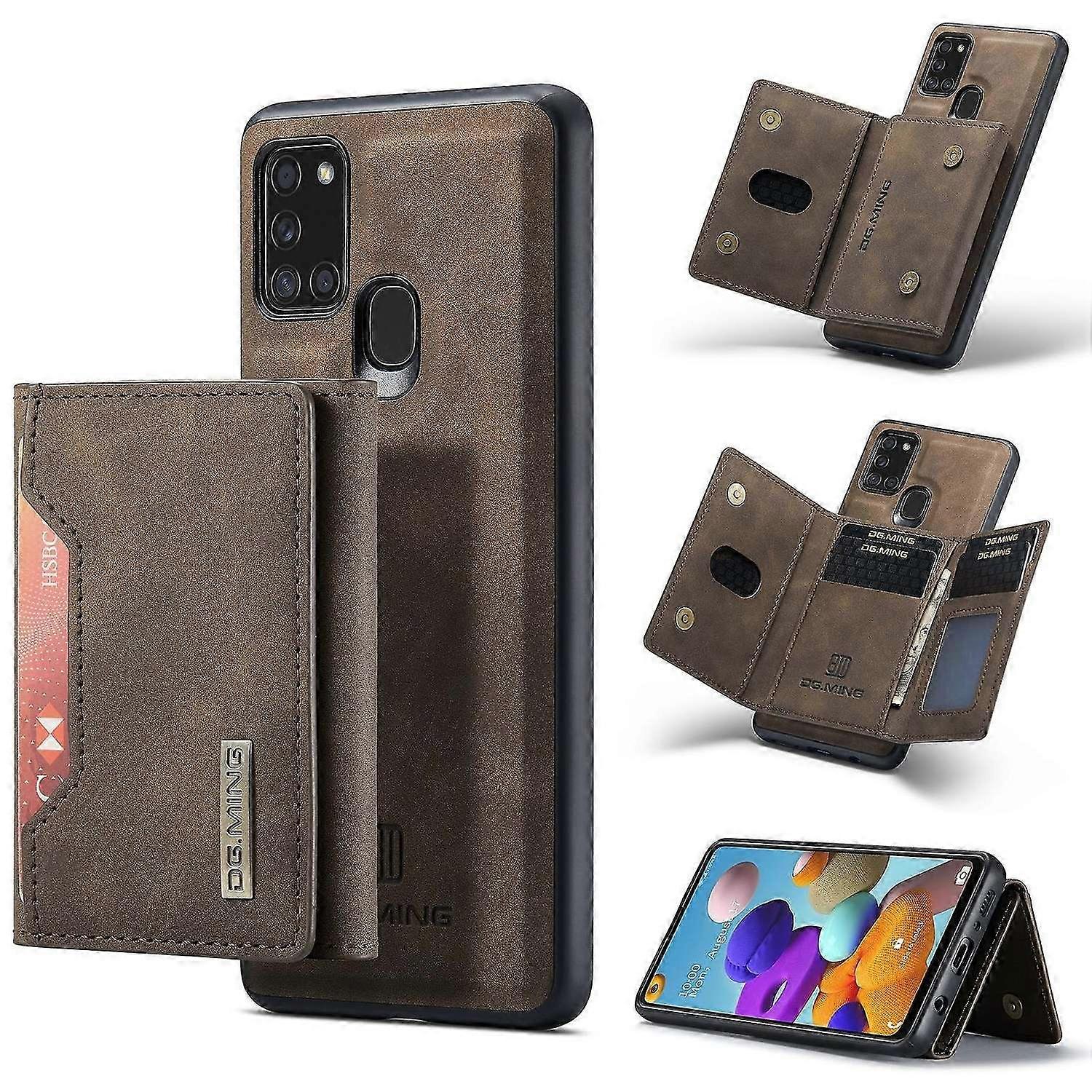 DG.MING M2 Series 3-Fold Multi Card Bag Back Cover Shockproof Case with Wallet & Holder Function