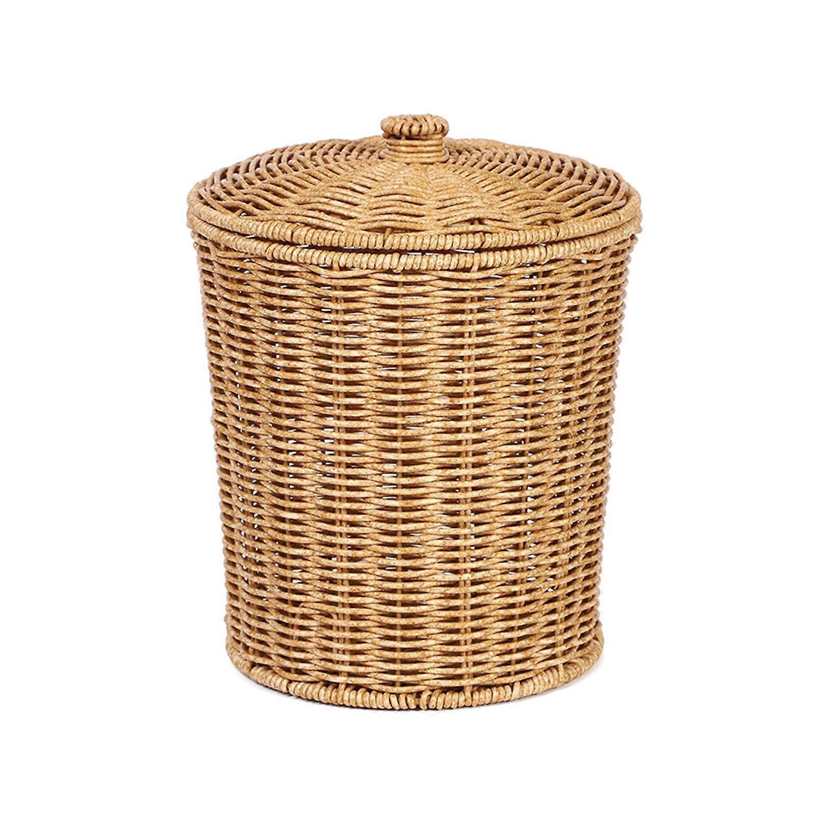 Handwoven Storage Baskets Laundry Hamper With Lid Imitation Rattan Organizer Baskets For Toys