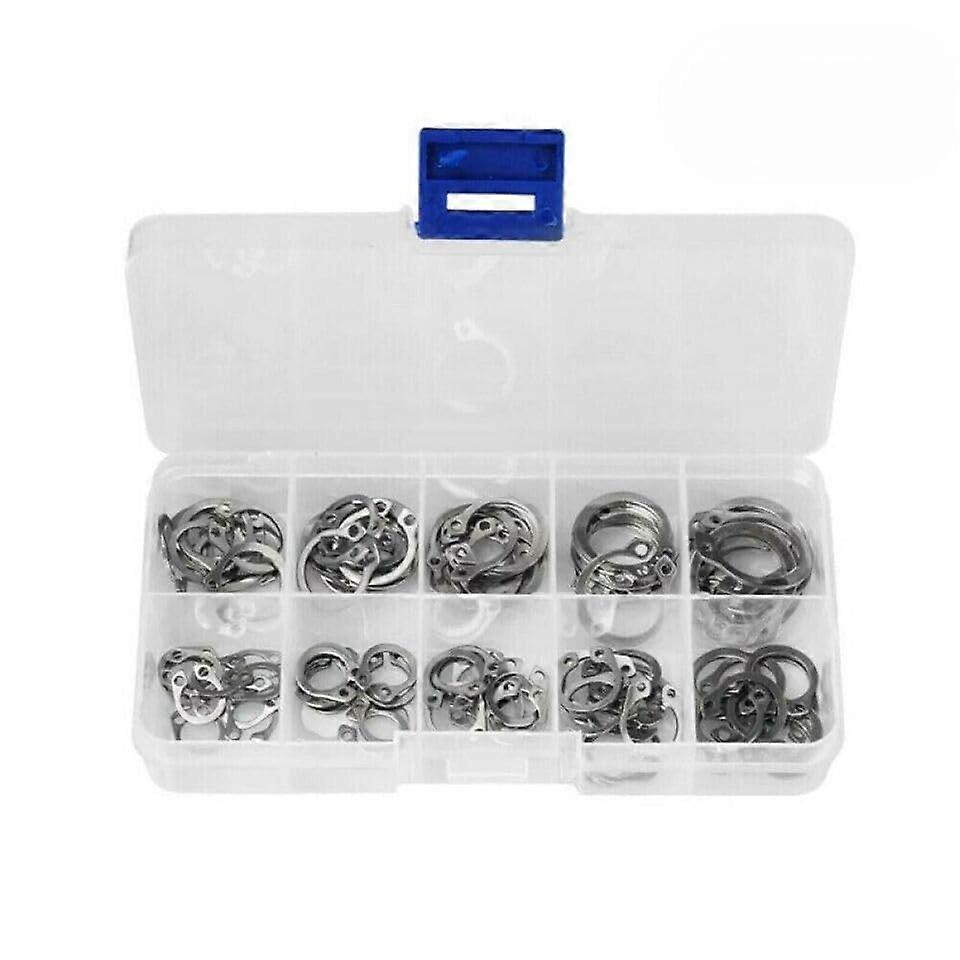 304 Stainless Steel External Circlip Retaining Ring Assortment Set, 100PC, 8-18mm Sizes, Durable and Corrosion-Resistant