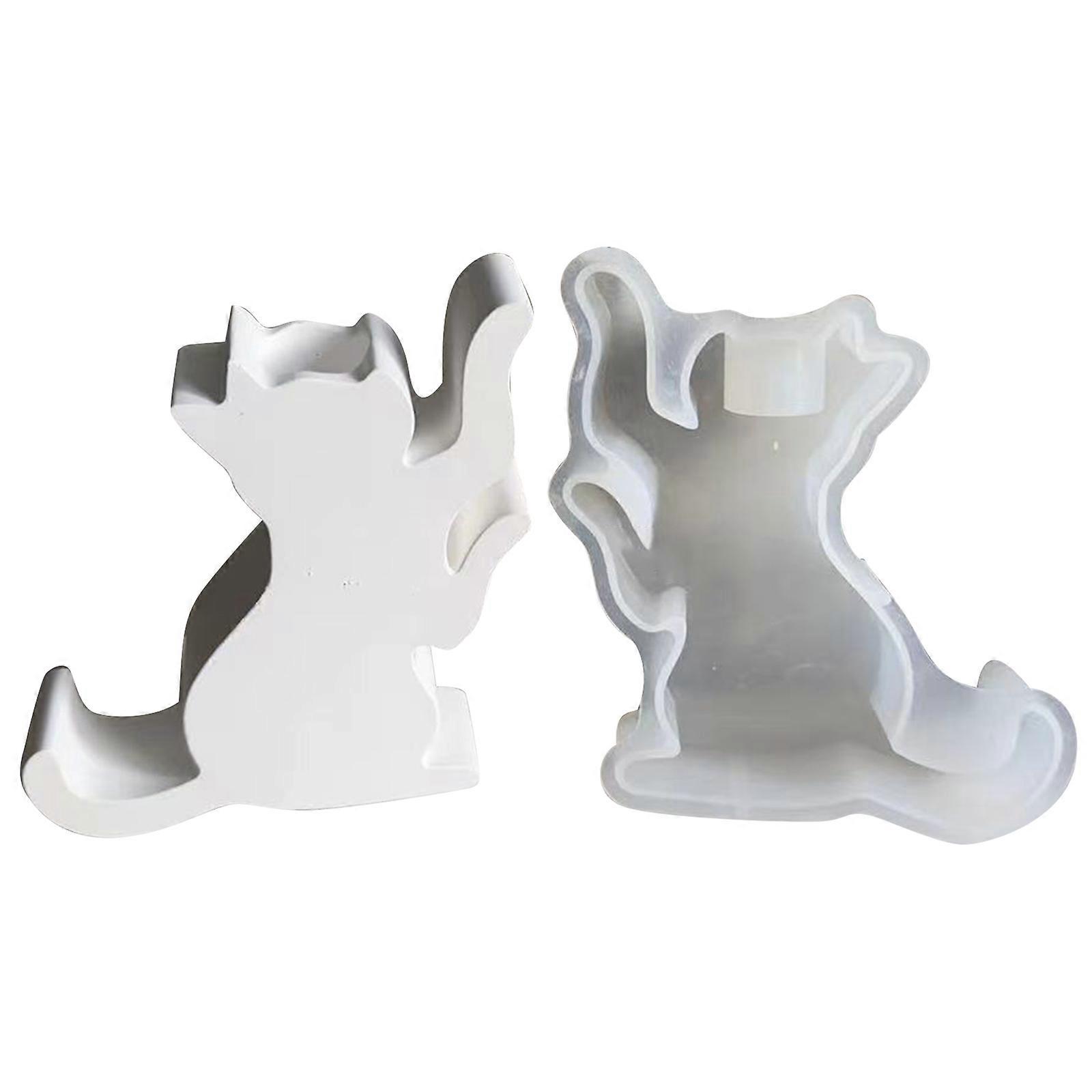 Decorative Cat Candlestick Resin Mold Chic Candle Holder Crafting Mold Creative Fondant Mold for Crafting Artistic Gifts