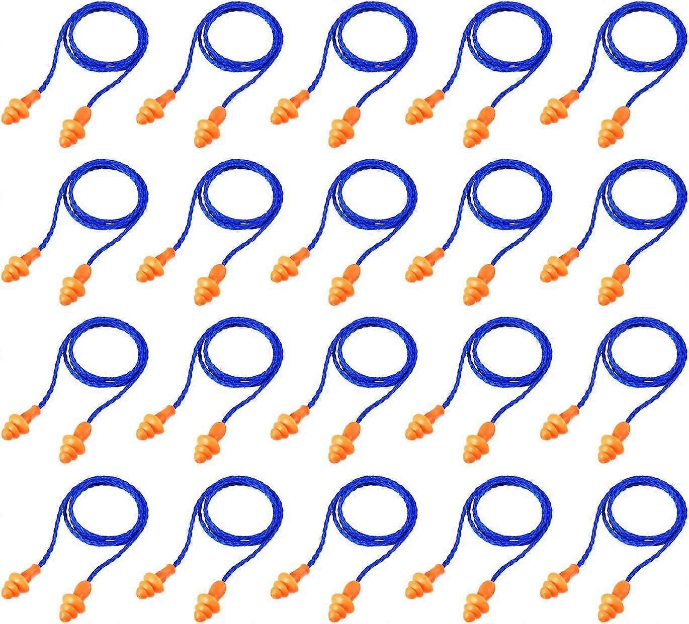 20 Pairs Corded Ear Plugs Reusable Silicone Earplugs with String Banded Ear Plug Sleep Noise Cancelling for Hearing Protection