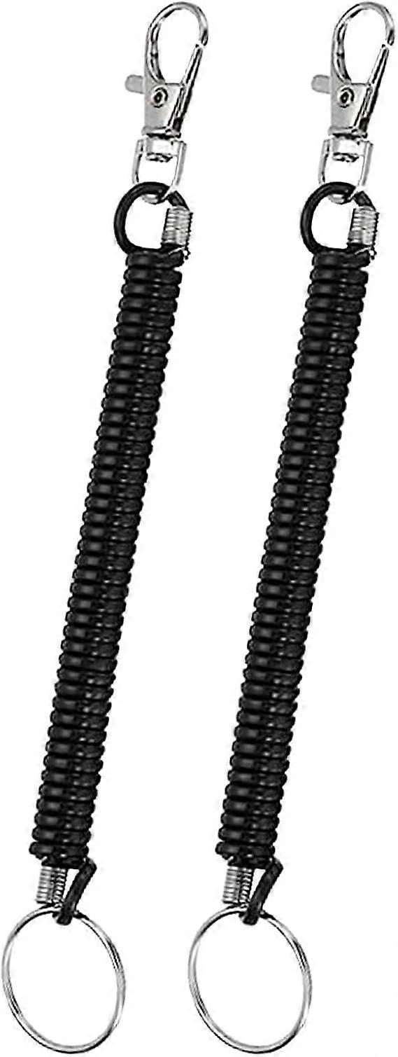 Stretchy Spiral Keyring, 2Pcs Spiral Keychain Stretchy Keyring with Clip, Safety Spring Key Holder with Carabiner Clip