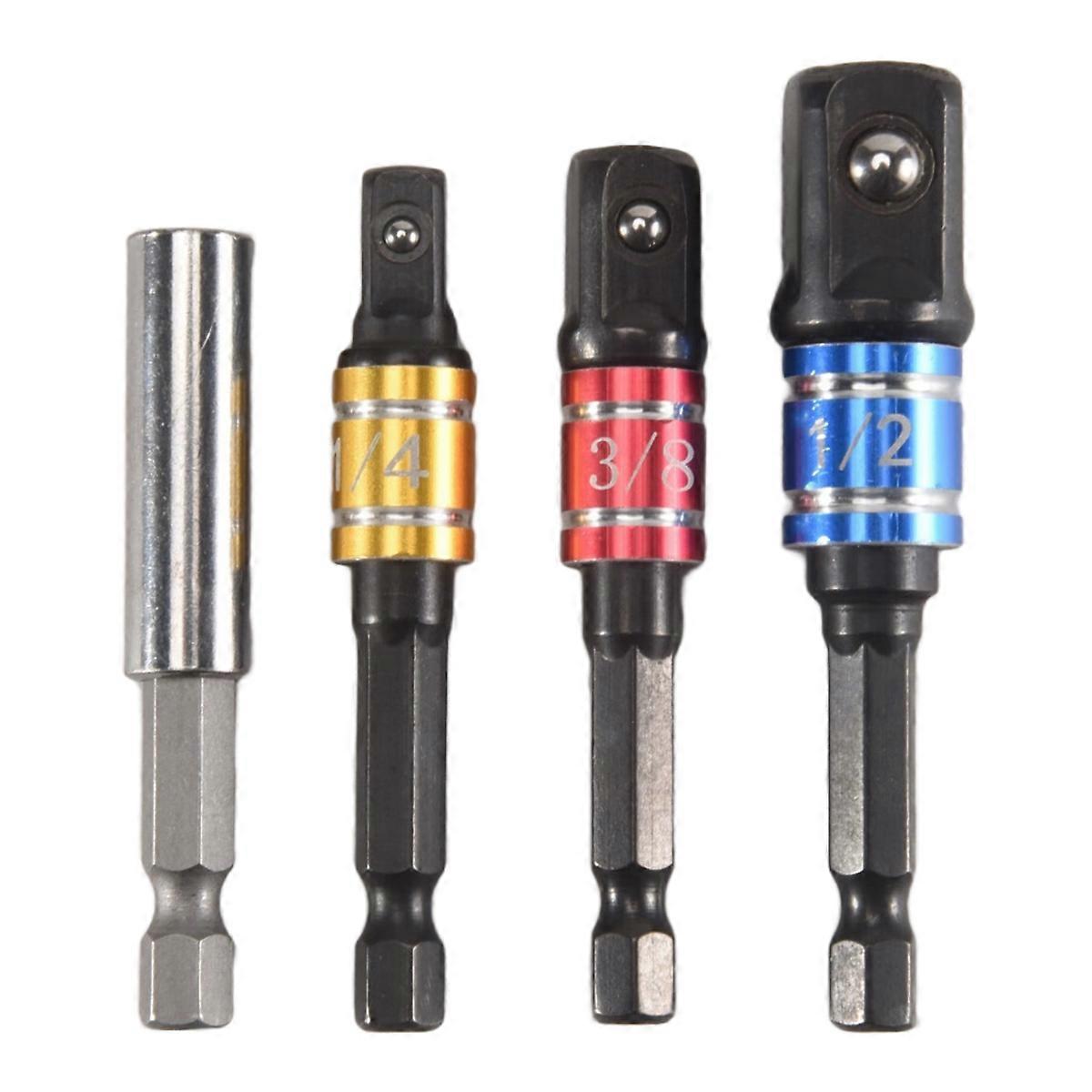 4 Pieces Impact Driver Socket Adapter Set for 1/4 Inch Hex Shank