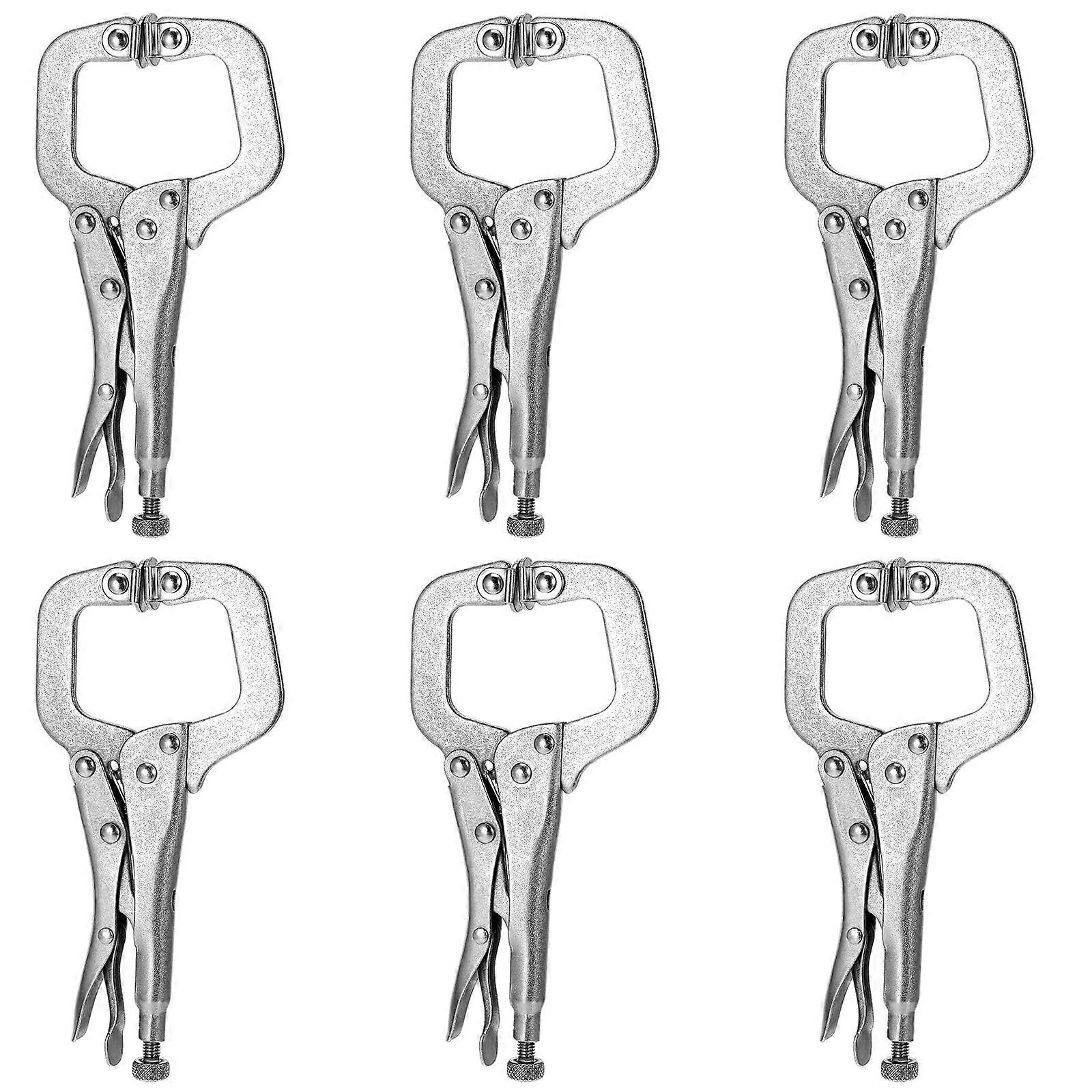 6 Inch C Clamp Locking Pliers Set, 6 Pack Heavy Duty Metal Welding Clamps for Tables and Workshops