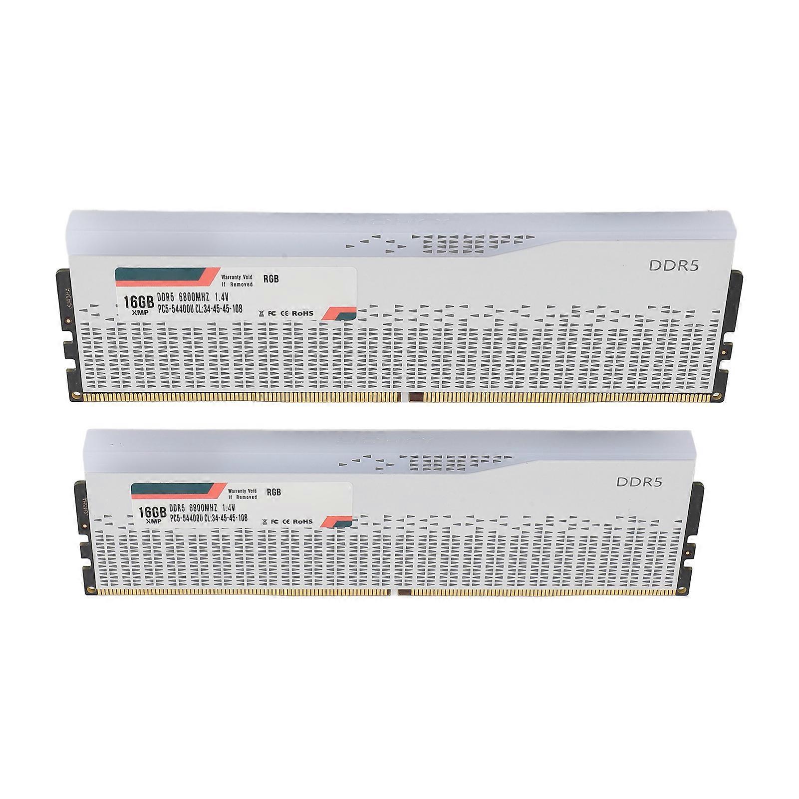 2 Pcs DDR5 RAM 32GB (2x16GB) 6800MHz PC5‑54400U CL34‑45‑45‑108 RGB Memory Kit for Desktop Computer