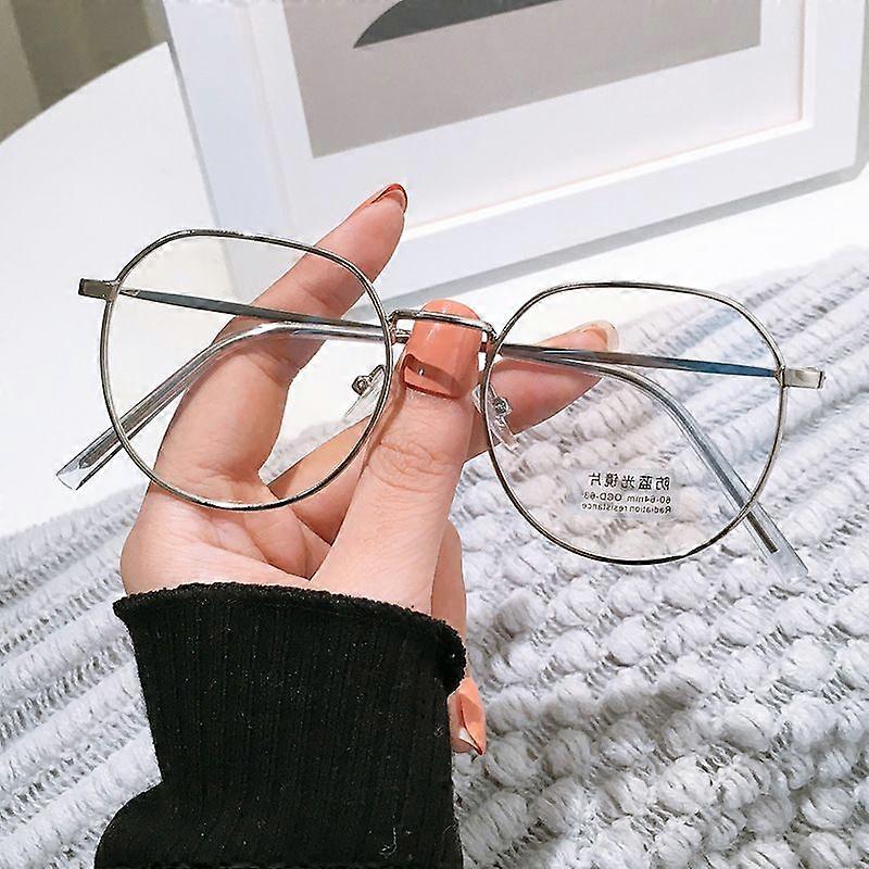 2021 New Fashion Round Anti Blue Rays Glasses Women Blue Light Blocking Computer Glasses Female Simple Metal Thin Frame Eyewear