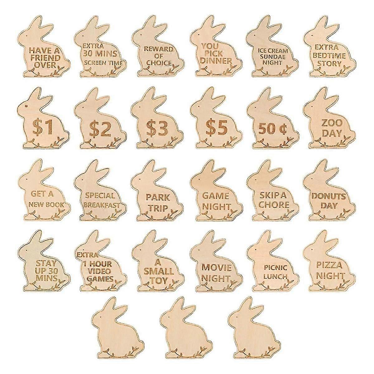 Kids Easter Egg Fillers- Wooden Easter Reward Tokens, Easter Prizes Stuffers Coins, Family Night Tokens, Unique Family,A
