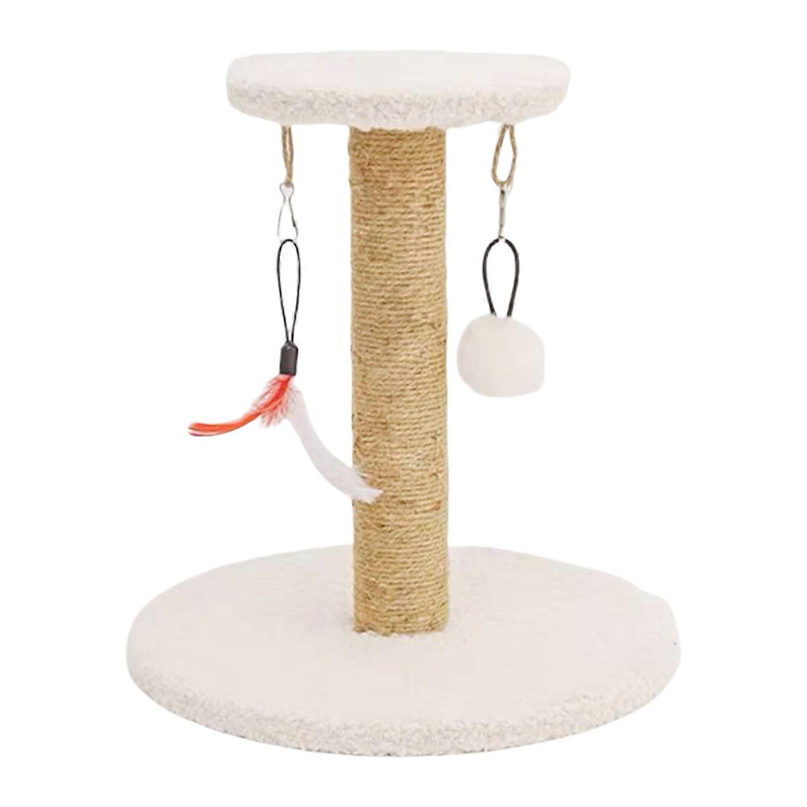 Brown Sisal Cats Scratch Post and Rest Area Cats Tree with Scratching Posts for Kittens and Small Cats Circular White