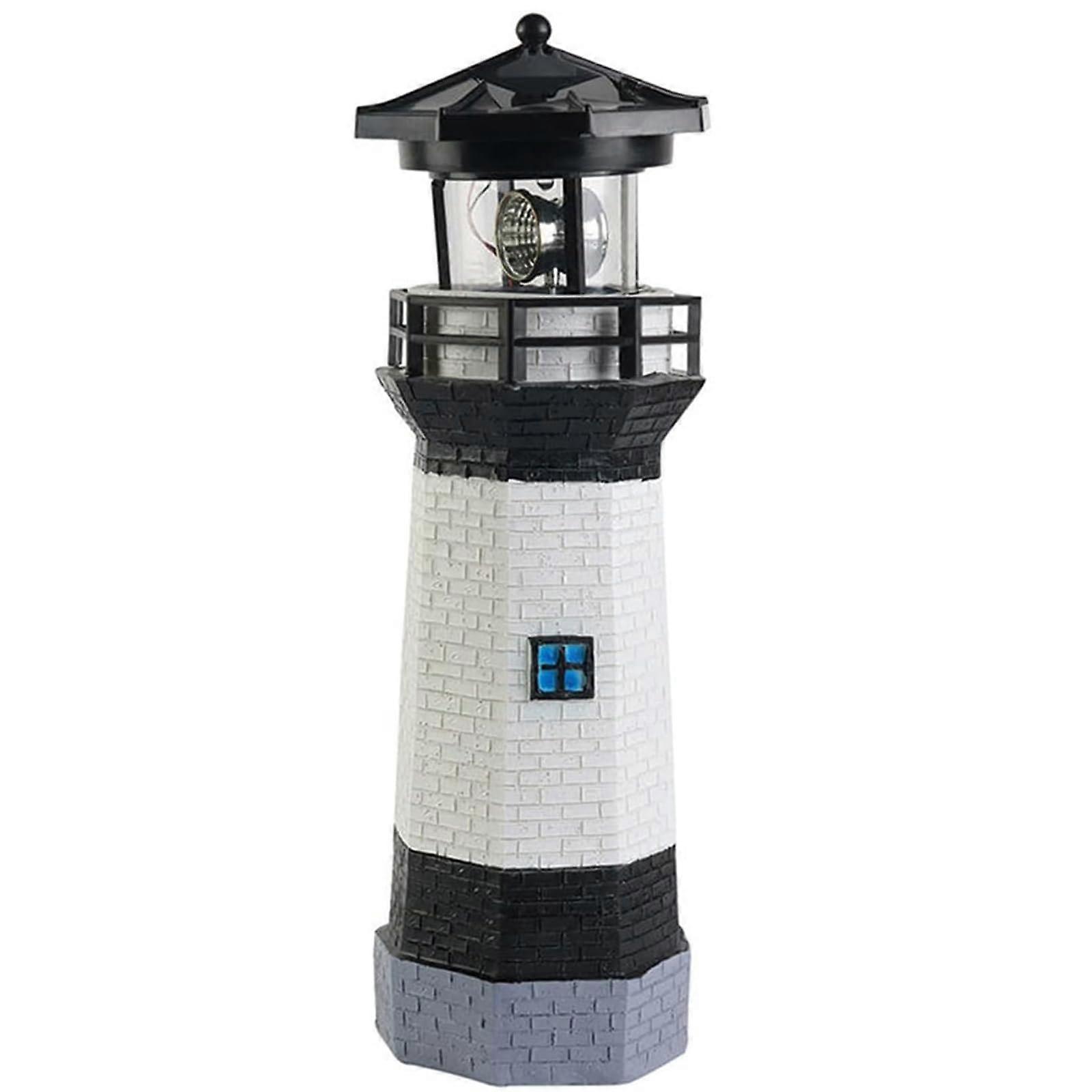 Solar Lights 360 Rotating Lighthouse Beacon LED Solar Powered Outdoor Garden Decor