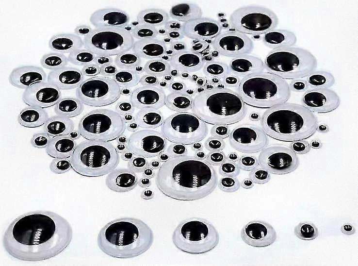120 Self-Adhesive Black Eyes in 6 Sizes - Perfect for DIY Crafts and Artistic Projects