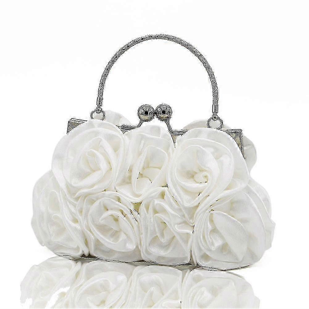 Donna - Borsa da sera damascata bianca Borsa da sposa Borsa da damigella d'onore