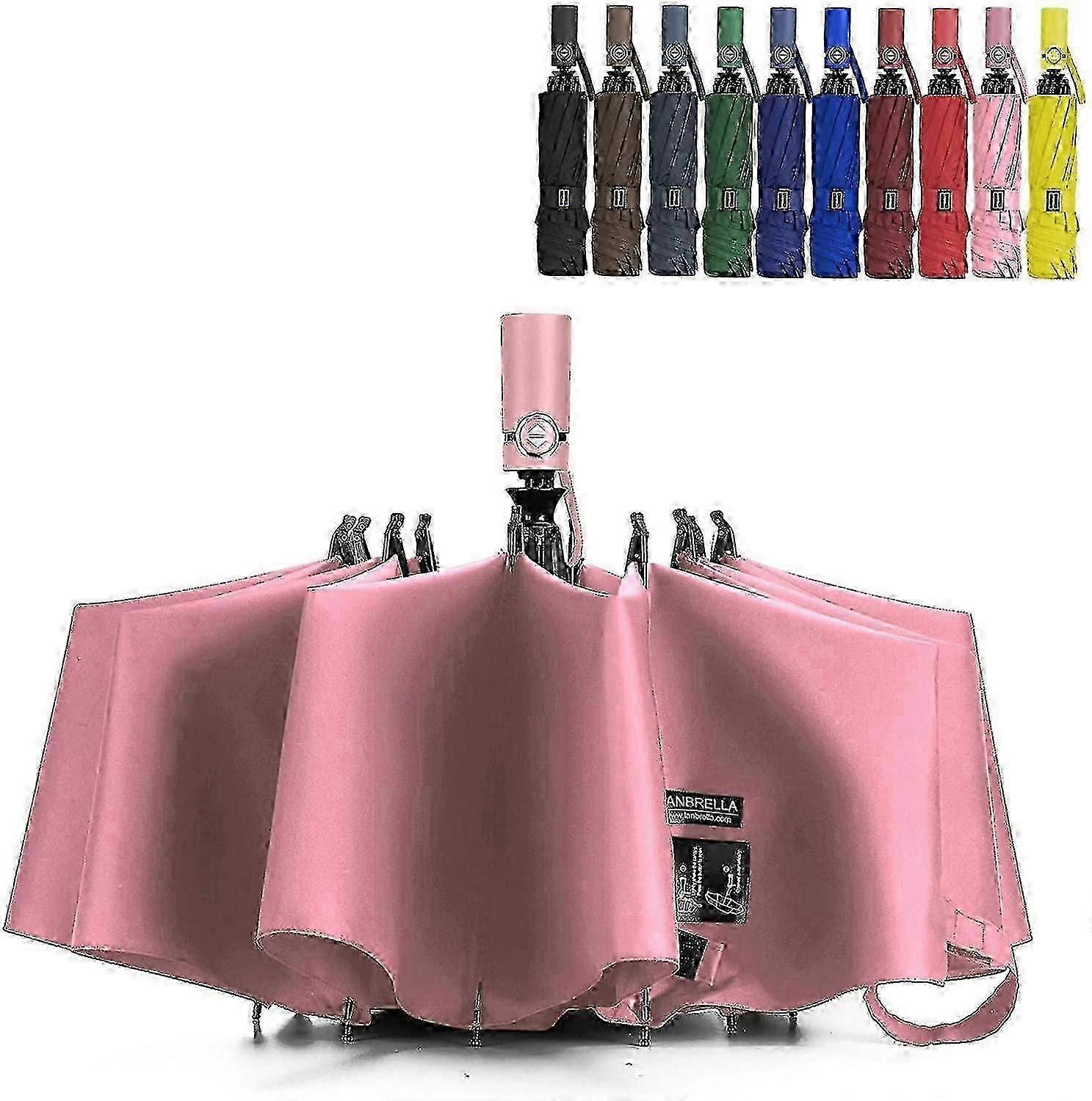 Umbrella Windproof Travel Umbrella Compact Folding Reverse Umbrella, Pink (automatic)
