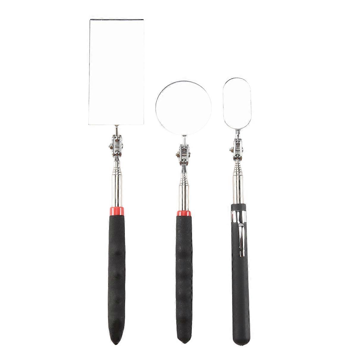 3 Pieces Telescoping Inspection Mirror Round Mirror Square Mirror Inspection Tool for Checking Vehic