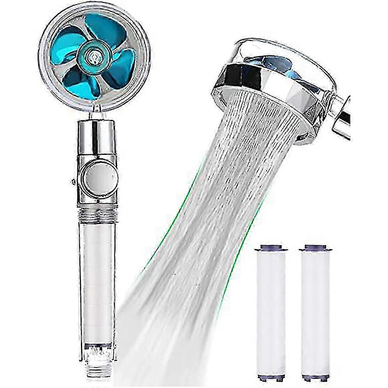 Regenboghorn Turbocharged Handheld Shower Head,propeller Driven Shower Heads,high Pressure Water Saving