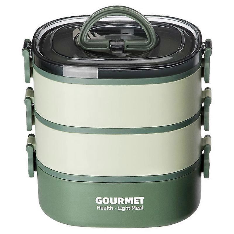 Bento Box Adult Lunch Box, Leak-Proof, Stacking Bento Box (Green)