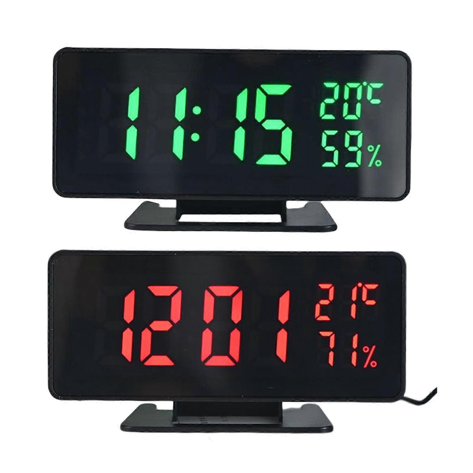 2pcs USB LED Digital Clock Electric Clocks Temperature Snooze Function Desktop