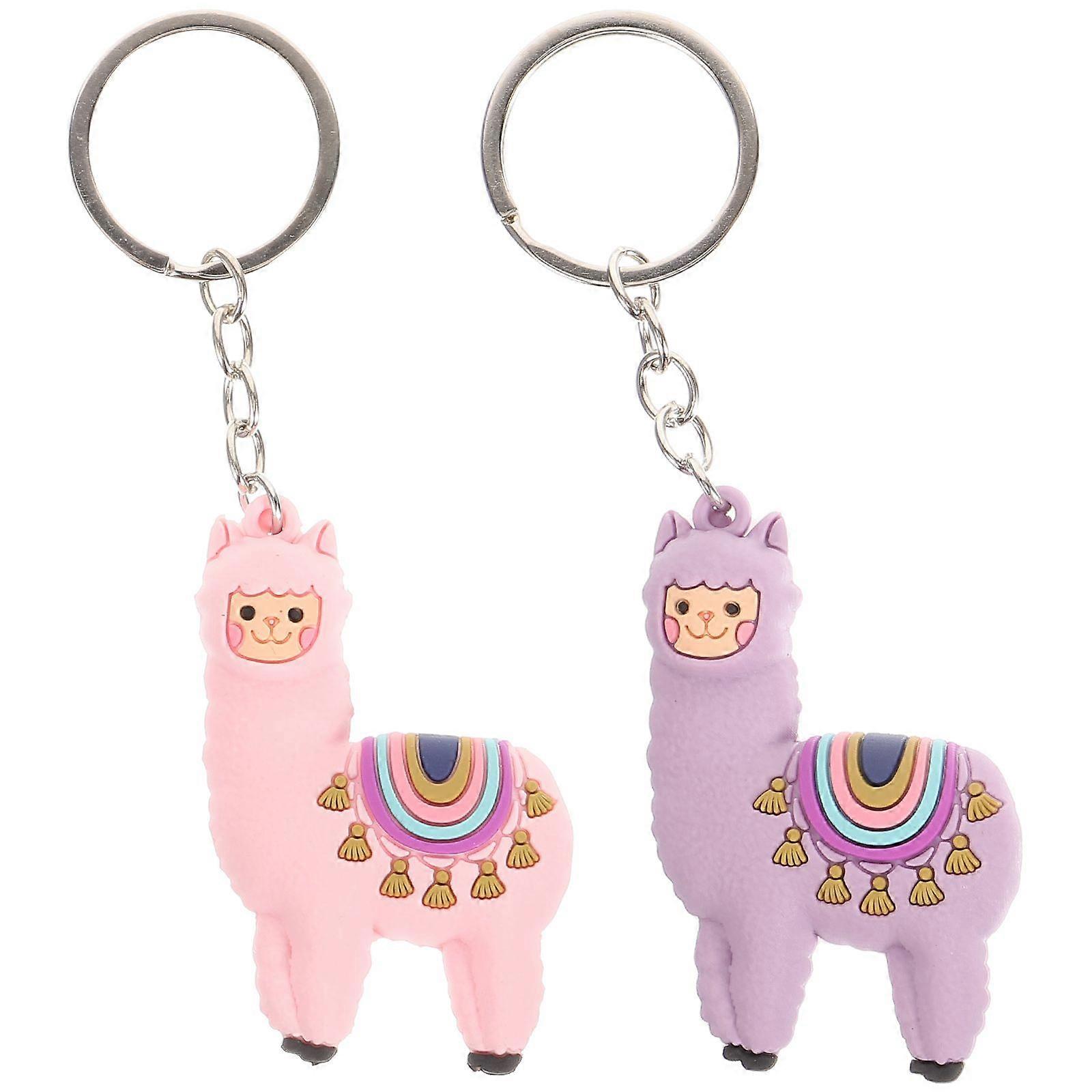 2Pcs Alpaca Key Chain Key Pendant Decoration Key Chain Cartoon Key Pendant