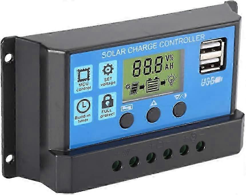 30A Solar Charge Controller, 12V/24V PWM with Timer & Auto Parameter Setting - Q37/YY