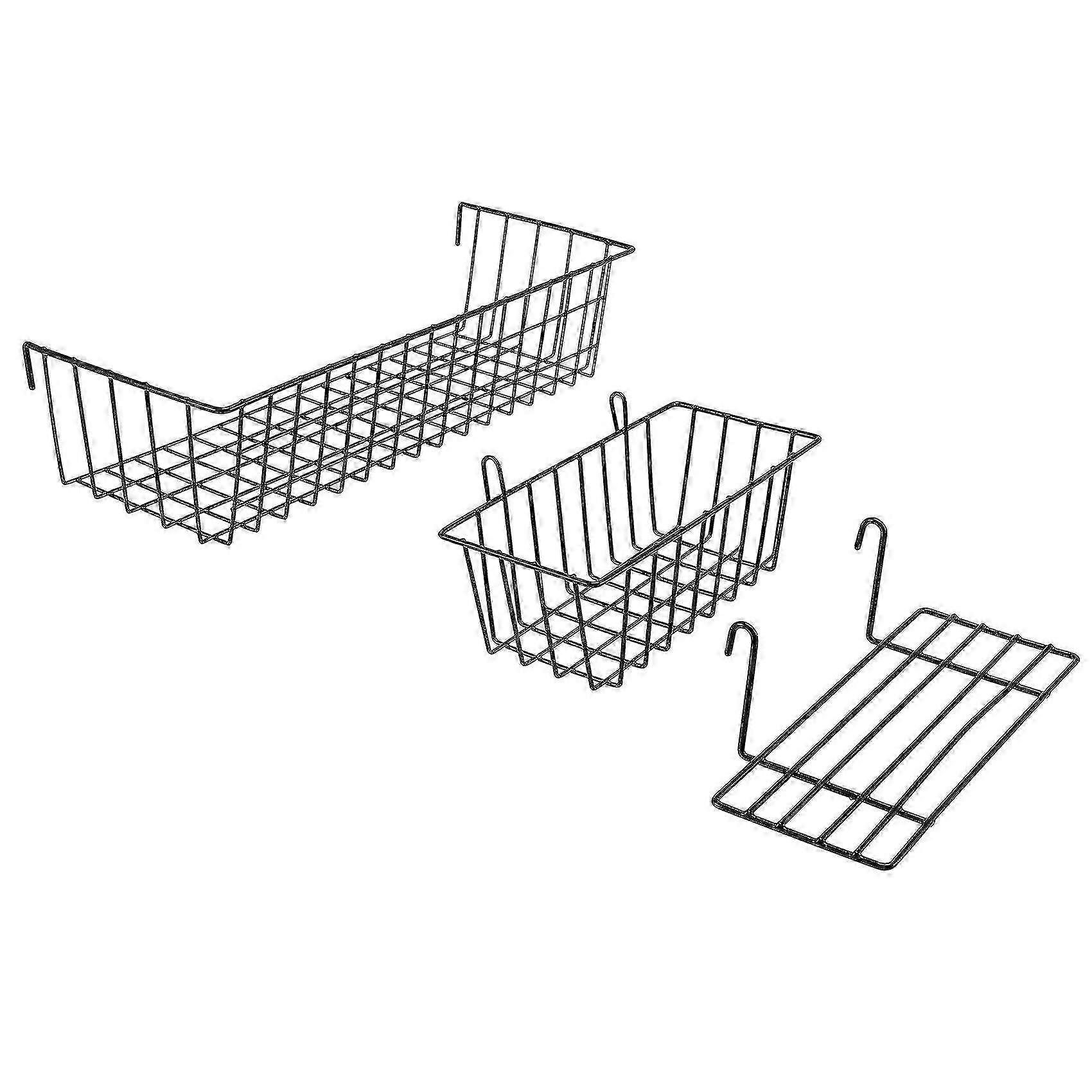 3 Pieces Basket Straight Shelf Flower Pot Display Holder For Wire Wall Grid Panel, Bread Basket Iro