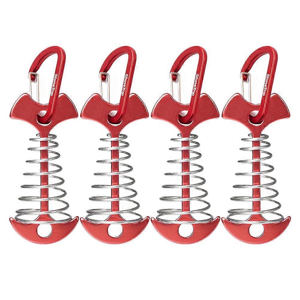 4pcs Spring Hook Tent Pegs Fish Bone Shape Durable Camping Stakes for Outdoor Use