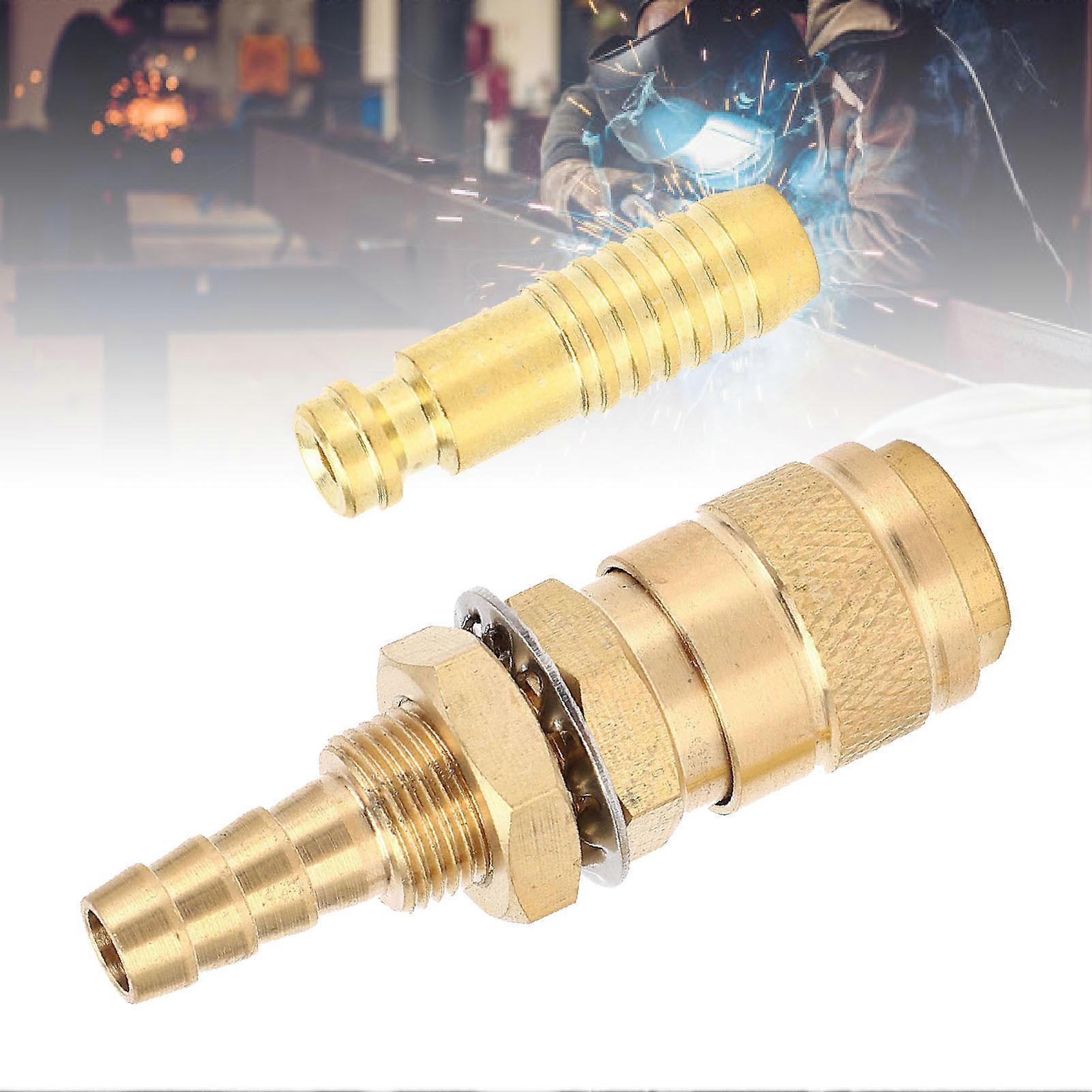 Water Cooled Gas Adapter Brass Welding Torch Gas Water Quick Connector for PTA DB MIG TIG 6mm/0.24in