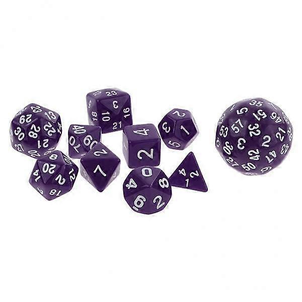 10x10 Pieces Digital Dices Multi-sided Dice Set for RPG Playing Game Toy Purple