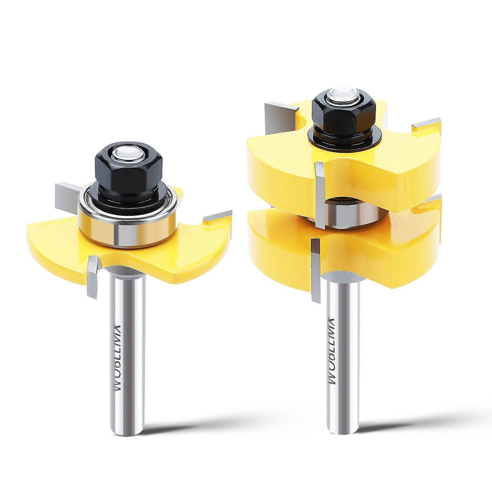 Groove and Tongue Set, 8mm Shank, 3 Teeth, T Shape Milling Cutter, 6.35mm Width, 12.7mm Depth
