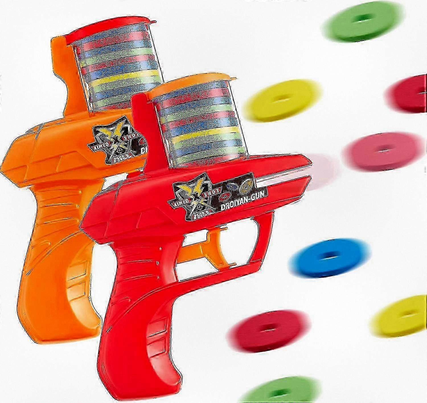 2 Pieces Foam Disc Launcher Set - Zip Shot Shooter Toy with Random Color Foam Discs for Outdoor Games and Fun Activities