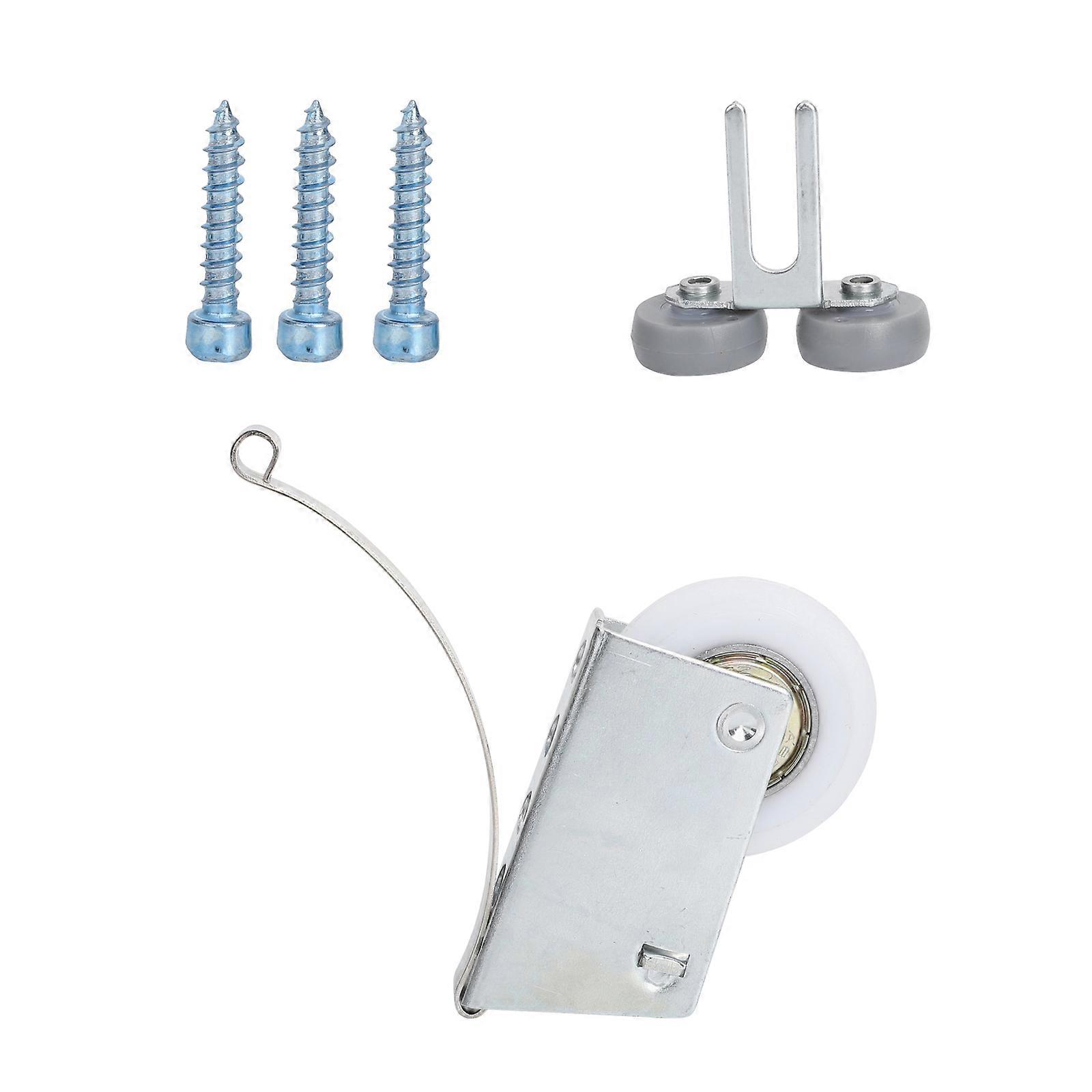 Furniture Wheels Set of 4 Silent Rolling Sliding Door Pulleys for Wardrobe Silver
