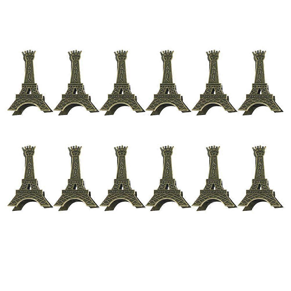 12pcs Creative Eiffel Tower Shaped Memo Clips Metal Business Holder Desktop Adornments Holders
