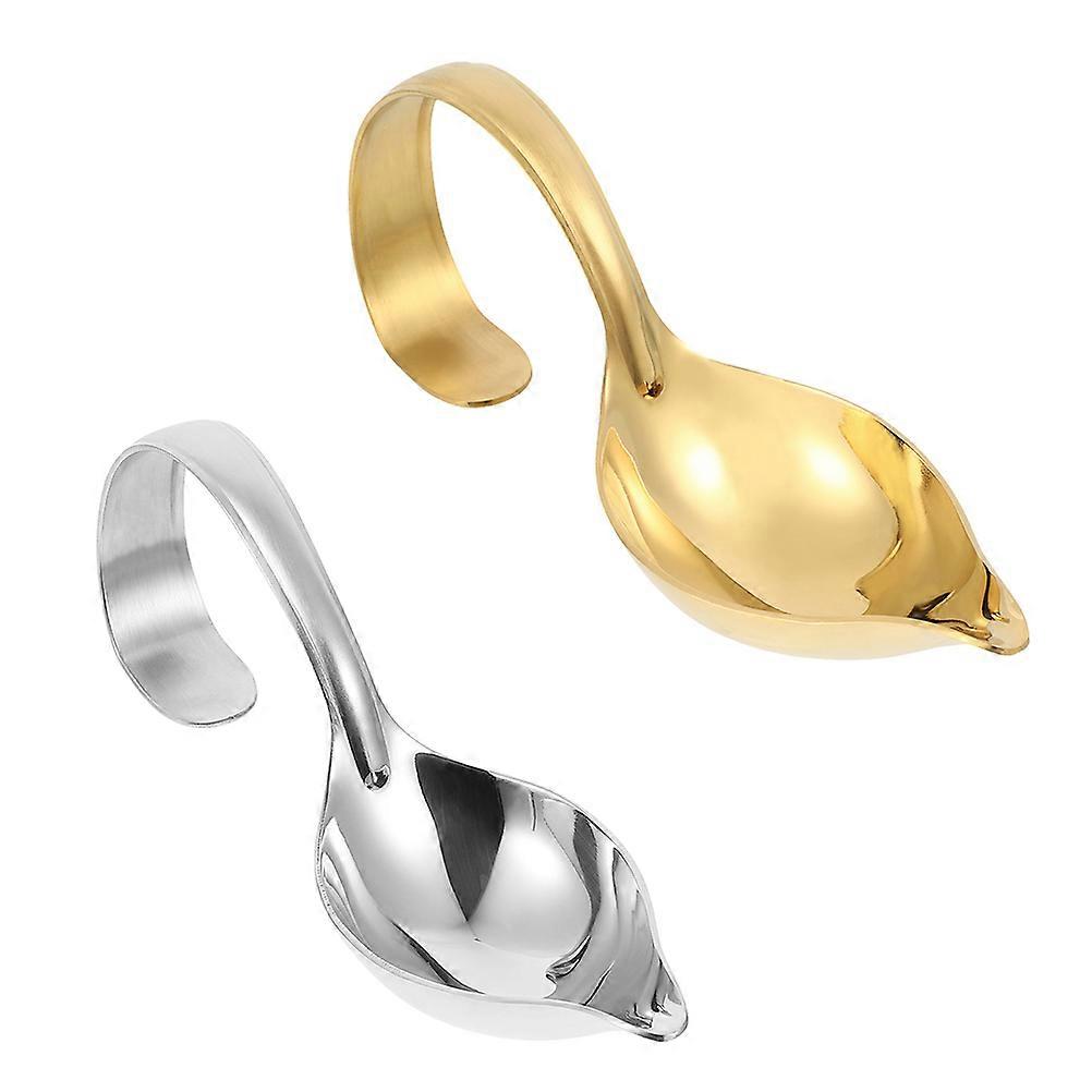 Stainless Steel Sauce Spoons Set of 2   Elegant Serving Utensils for Steak, Condiments, and Sauces   Stylish Design for Home or Hotel Use   Easy to