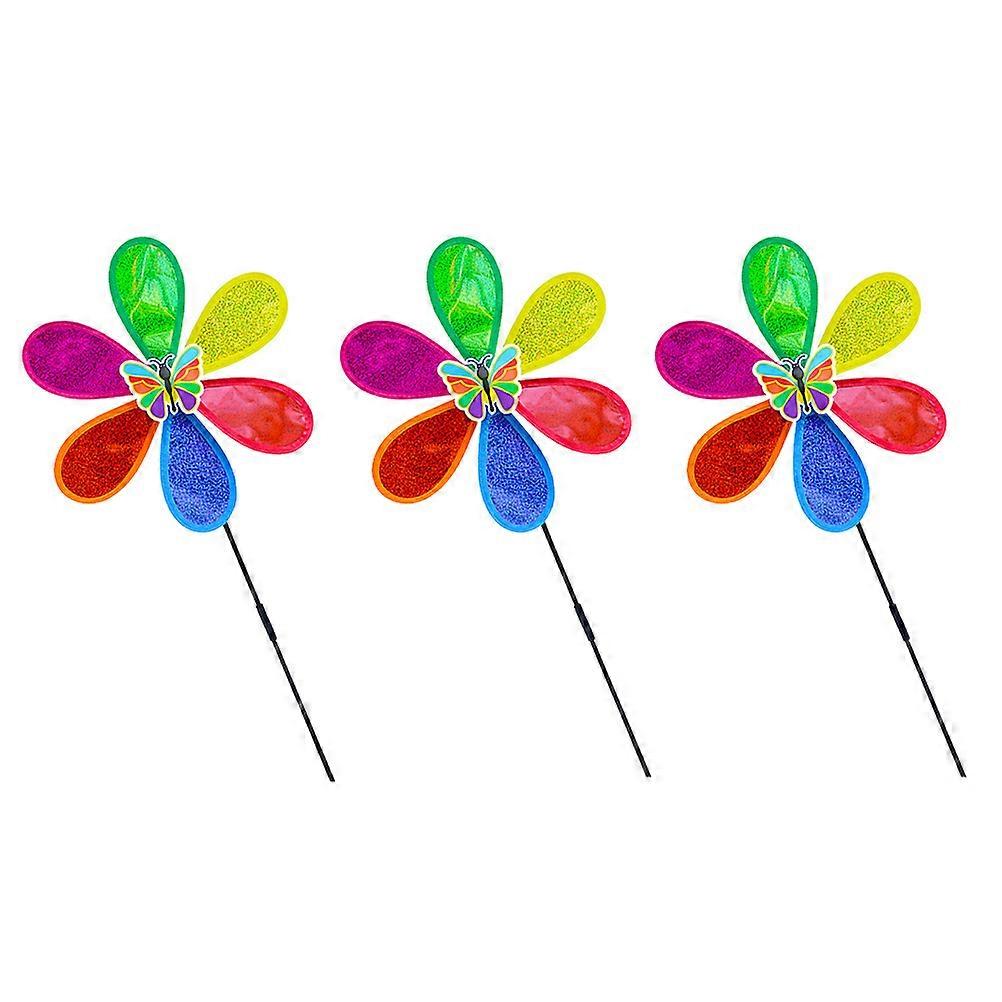 Colorful Windmill Toy Pattern Windmill Garden Decoration Pinwheel Multi-Color 65x28cm 3Pcs