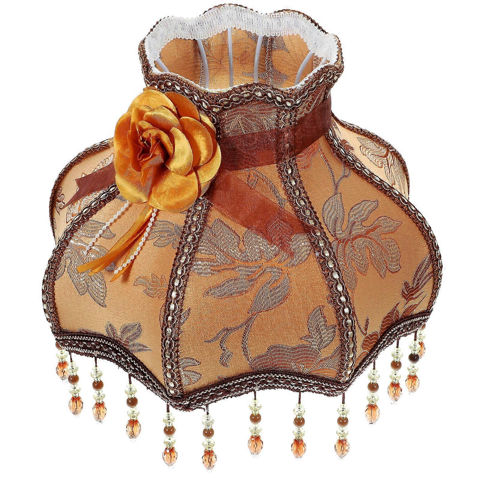 Lamp Shade With Design Cloth Lampshade European Retro Coffee Color 31x21cm 1Pack