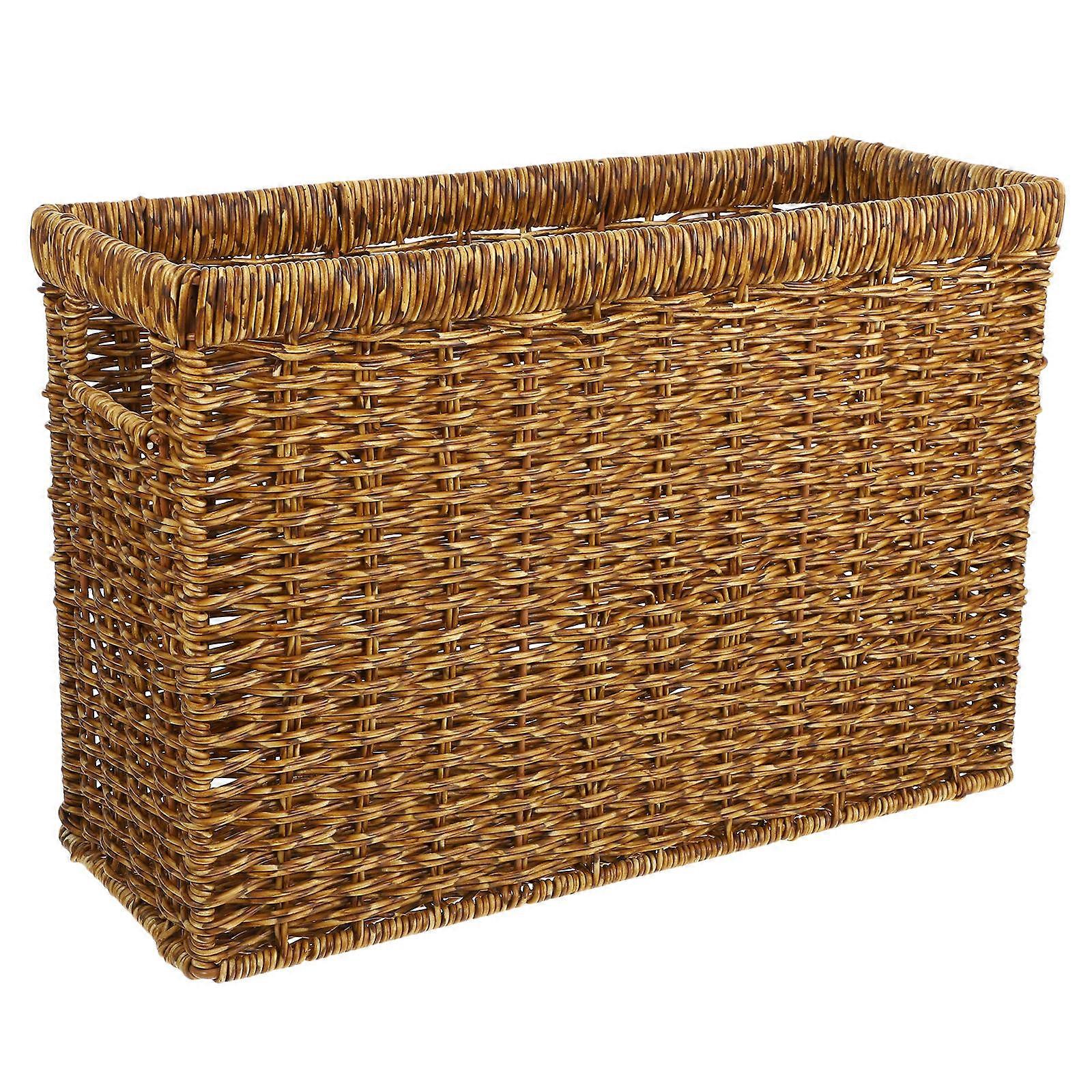 Woven Baskets for Organizing Rectangular Desk Storage Basket Plastic Rattan Living Room 1Pcs