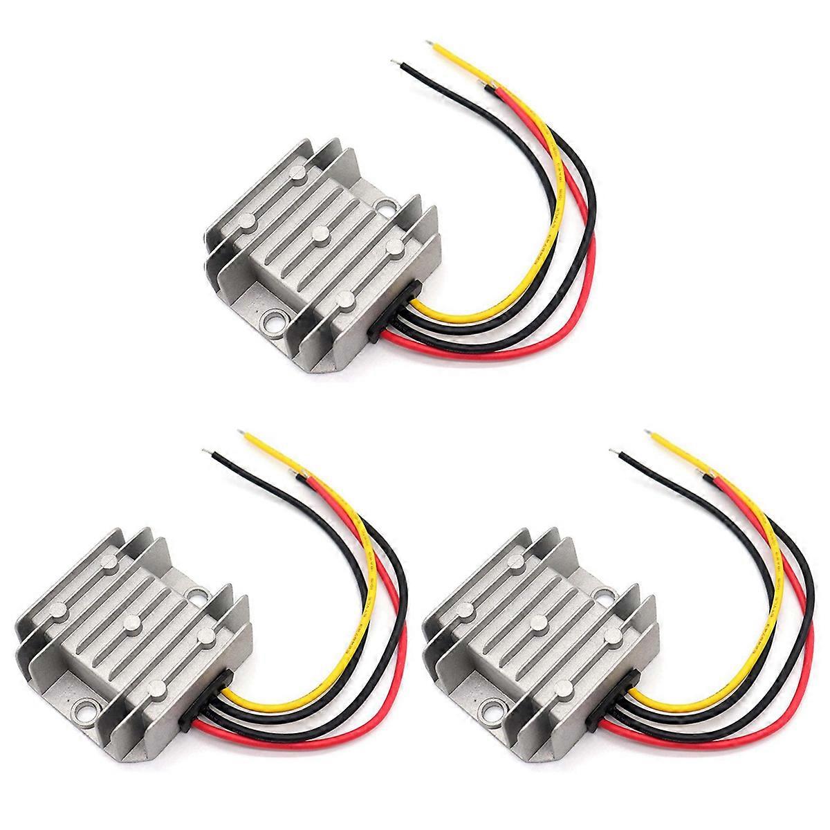 3X DC 24V to 12V Converter, Voltage Buck Converter 5A 60W, Transformer Waterproof with Aluminum Shel